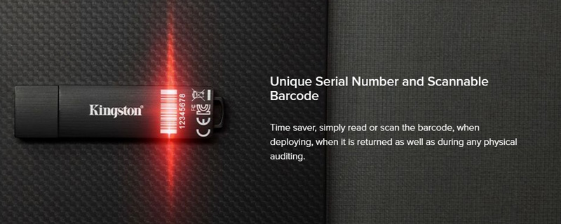 unique serial number and scannable barcode